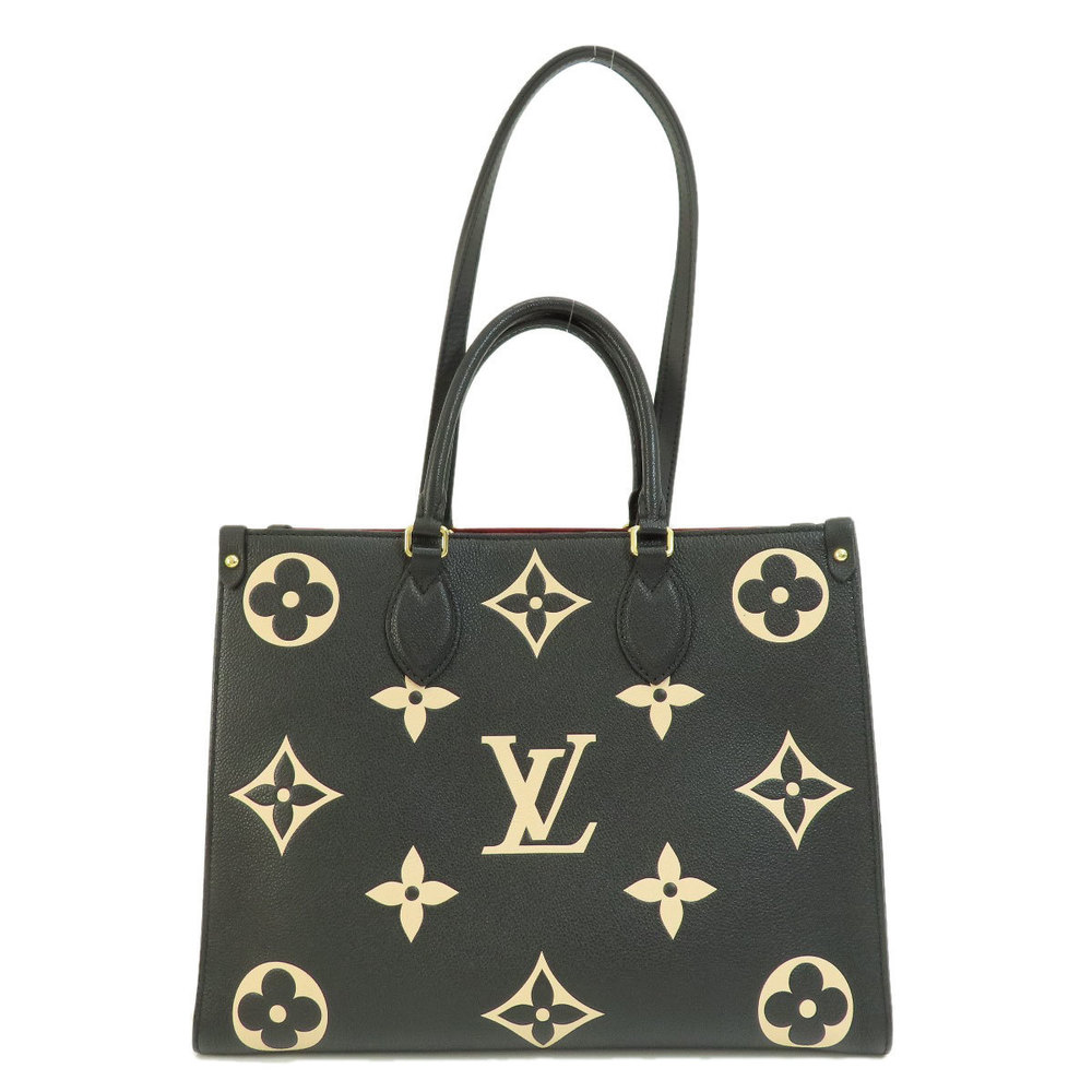 Louis Vuitton On The Go MM Bicolor Black Beige Handbag Amplant